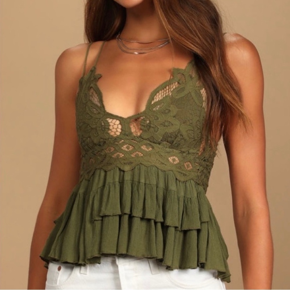 Free People Adella Cami in Olive Sparrow  Size XS NWT